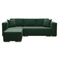 ECKSOFA L Form Vinoria Grün 255/180/82 cm Links mit Schlaffunktion - Chromfarben/Grün, Textil/Metall (180/255cm) - AX Living