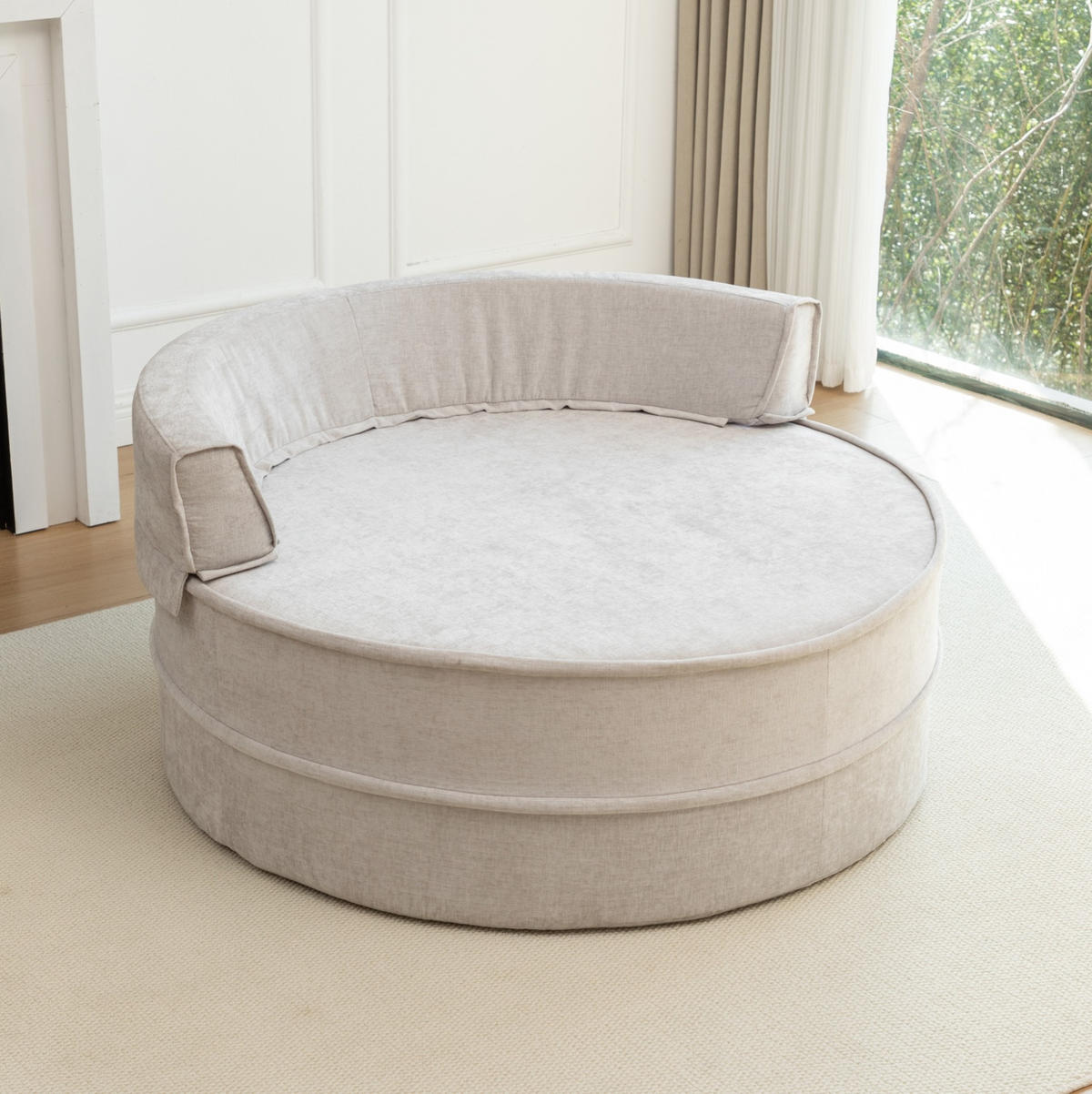 LOUNGESESSEL 121/107 cm mit Ottomane und 5 Kissen, aus Chenille und Schaumstoff, Grau - Grau, Kunststoff (121/66/163cm) - Redom