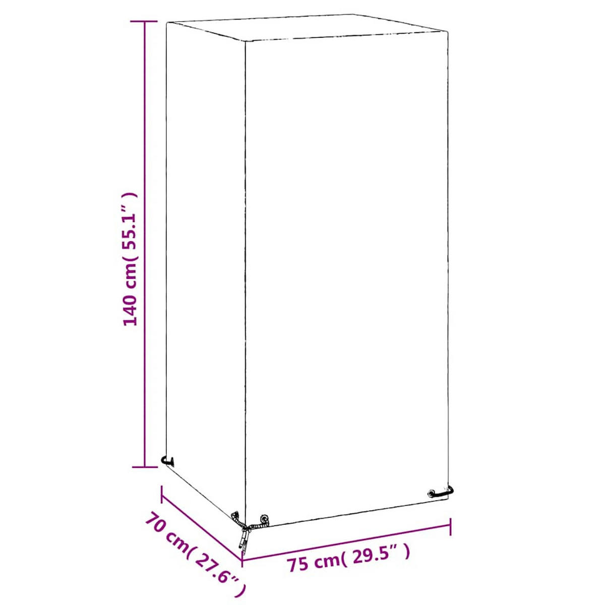 ABDECKUNG Für Gartenstuhl 8 Ösen 75/70/140 Cm Polyethylen - Schwarz, Kunststoff (70/75/140cm) - vidaXL