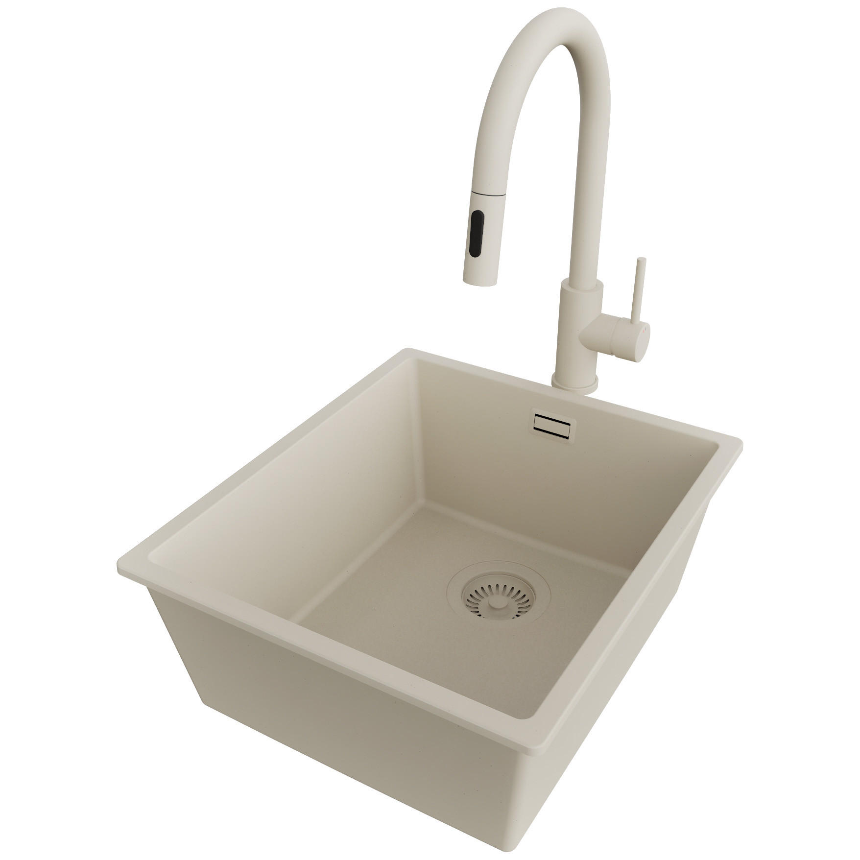 UNTERBAUSPÜLE GRANIT London, 3-er set Alles Beige 41/47 cm, 1 Becken + Küchenarmatur 40/20 cm + Ablauf-Set ab 45er Unterschrank - Beige, Kunststoff (41/20/47cm) - Primagran
