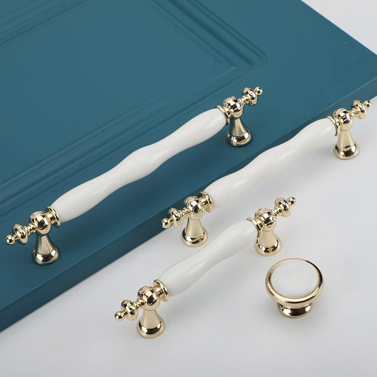KÜCHENGRIFF Gold 6er-Set 96 mm Keramik - Goldfarben, Metall (1.8/3/14.4cm)