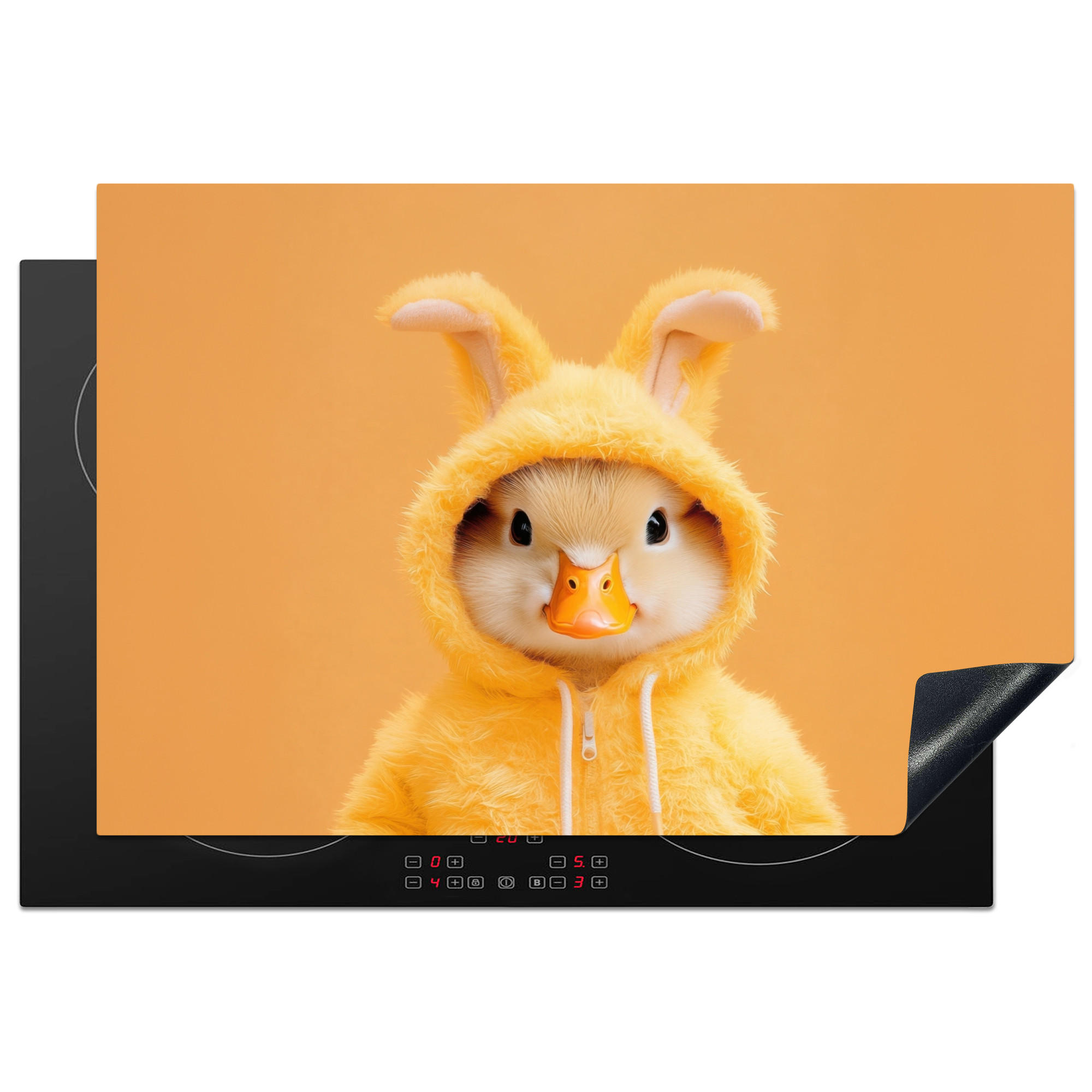 HERDABDECKPLATTE Osterhase - Kostüm - Ente Ceranfeldabdeckung 78x52 cm - Gelb, Kunststoff (78/52/0.2cm) - MuchoWow