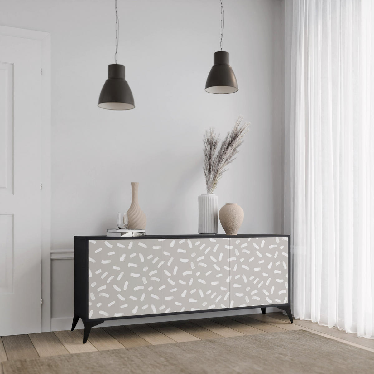 SIDEBOARD PASSING SECONDS, Eicheneffekt, 164,5x42x77,5 cm, 3 Türen - Eichefarben/Buchefarben, Holzwerkstoff/Buchenholz (164.5/77.5/42cm) - SpaceRebels