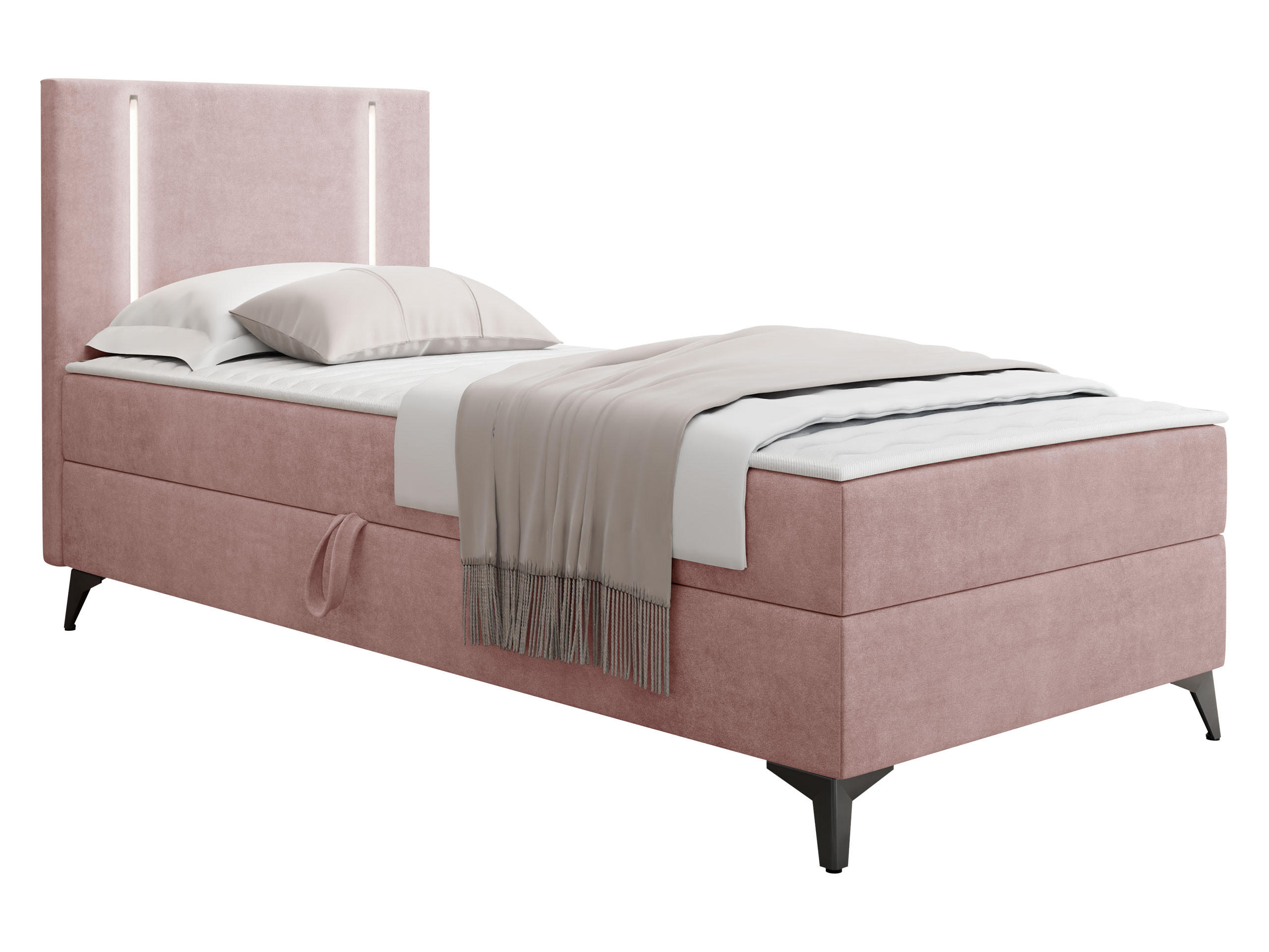 BOXBETT Ono 1, Setite: Links - Schwarz/Rosa, Holz/Textil (90/200cm) - MIRJAN24