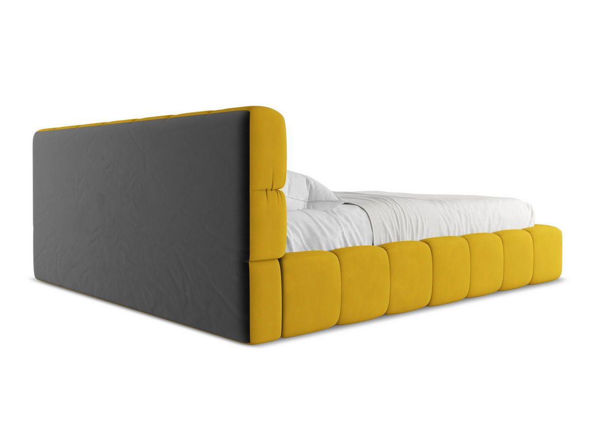 POLSTERBETT mit Bettkasten und Lattenrost 200x228 Gelb - Currygelb/Gelb, Kunststoff/Textil (180/200cm) - Makamii