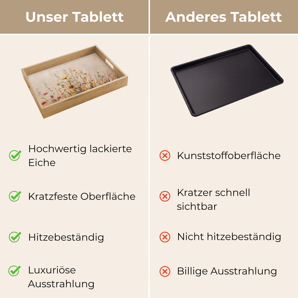 TABLETT - Wildblumen - Pinselstriche - Ruhig - 40x30 cm - Multicolor, Holz (40/5/5cm) - OnlyWow