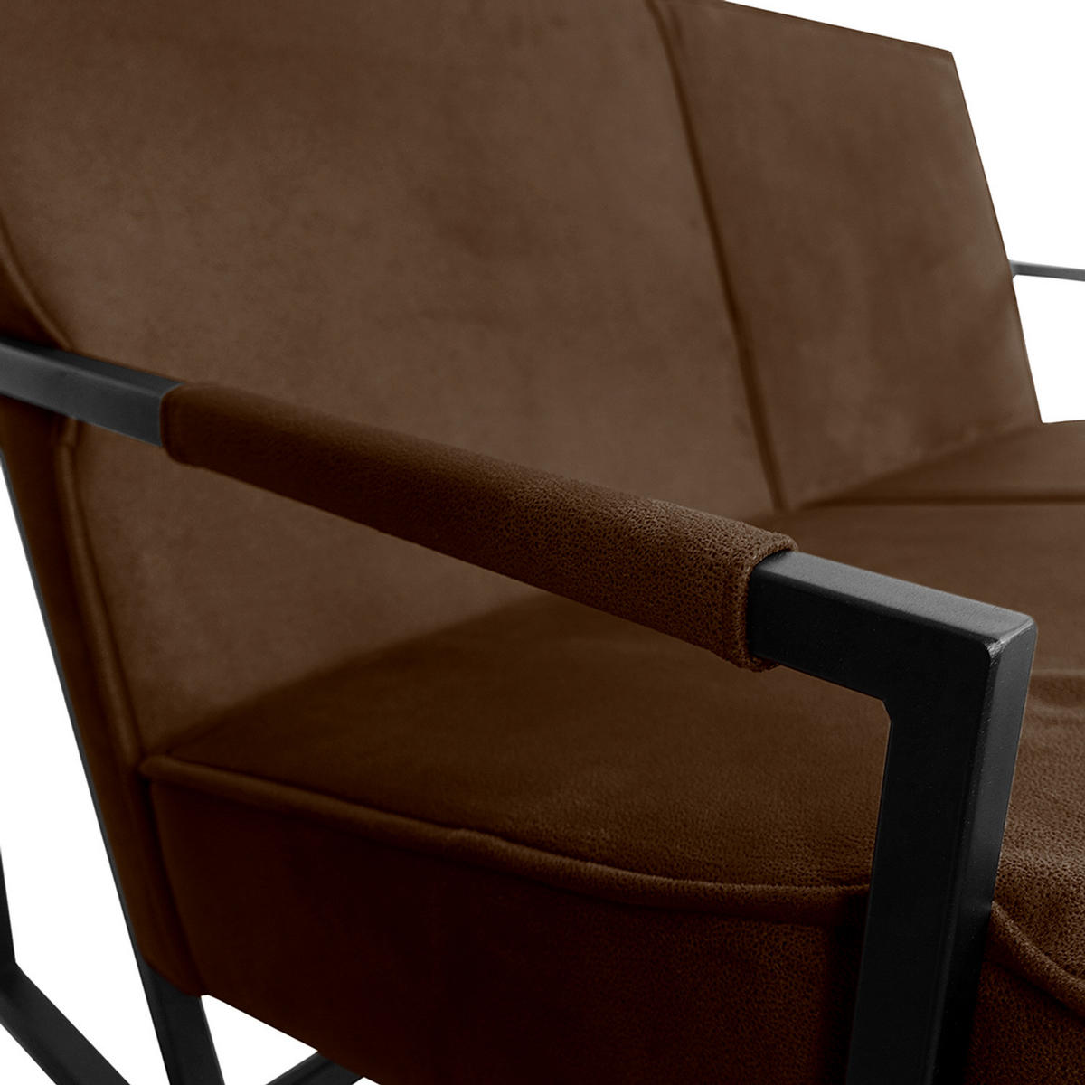 2-SITZER SOFA - Strukturstoff - Braun, Textil/Metall (125/74/82cm) - home24