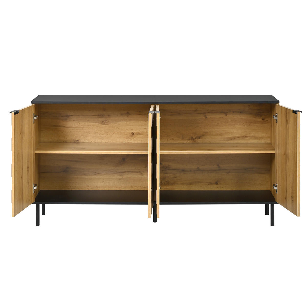 SIDEBOARD 160/35/80,5 cm in Natur mit 2 Türen und Mosaik-Front - Naturfarben, Holzwerkstoff (160/80/35cm) - Flora Grace
