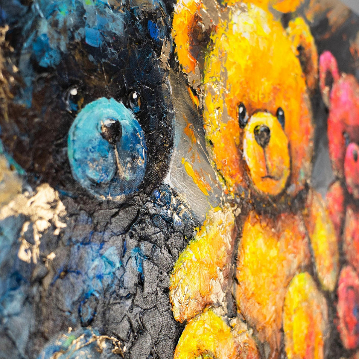 GEMÄLDE Leuchtende Bären auf Keilrahmen 115x50 cm - Multicolor, Holz (115/50cm) - YS-art gallery