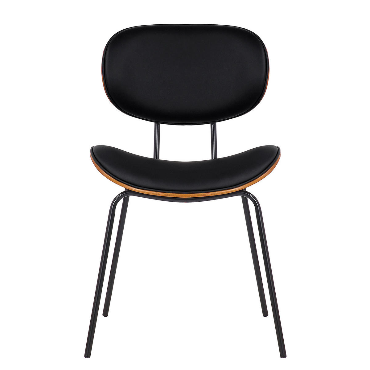 ESSZIMMERSTUHL - Kunstleder / Eisen, 2er-Set - Schwarz, Kunststoff (51/79/57cm) - home24