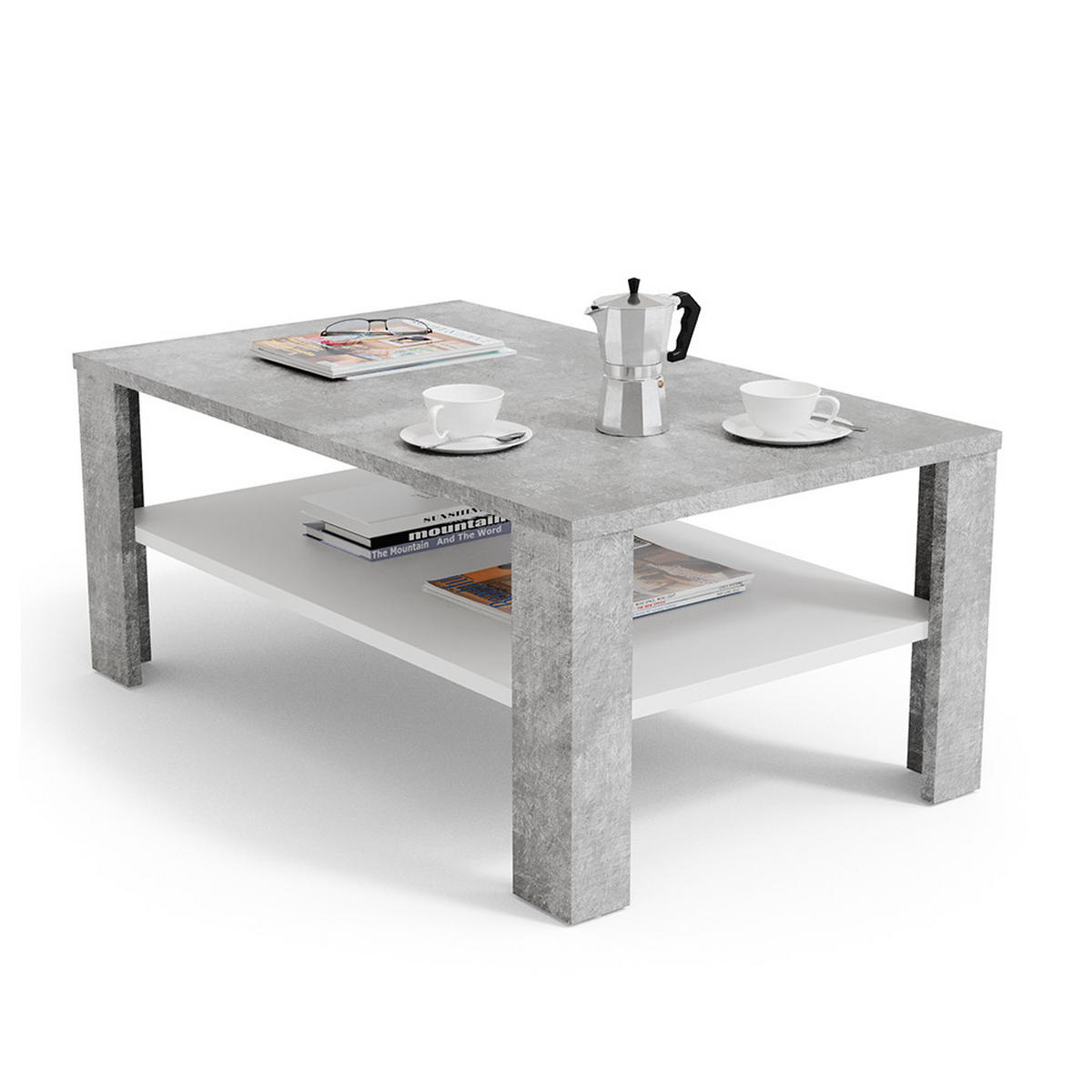 COUCHTISCH Beton 100 x 60 cm - Schieferfarben, Holzwerkstoff (60/100/42cm) - Vicco