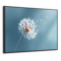 LEINWAND Bilder mit Rahmen - Löwenzahn - Wind - Blau - 100x70 - Blaugrau, Textil (100/70cm) - MuchoWow