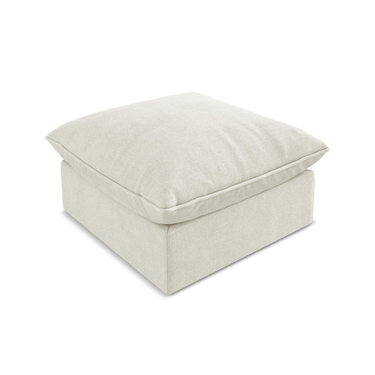 POUF Strukturstoff Beige - Beige/Schwarz, Holzwerkstoff/Kunststoff (75/45/75cm) - LaMiaSofa