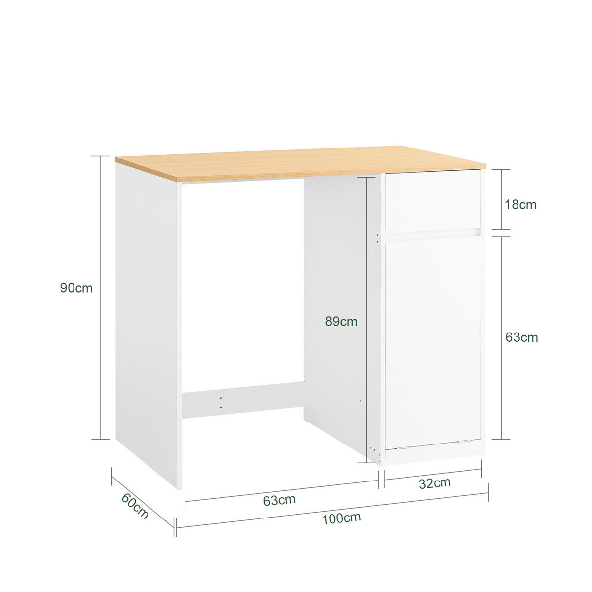 WASCHMASCHINENSCHRANK Weiß - Weiß, Holzwerkstoff (100/90/60cm) - SoBuy