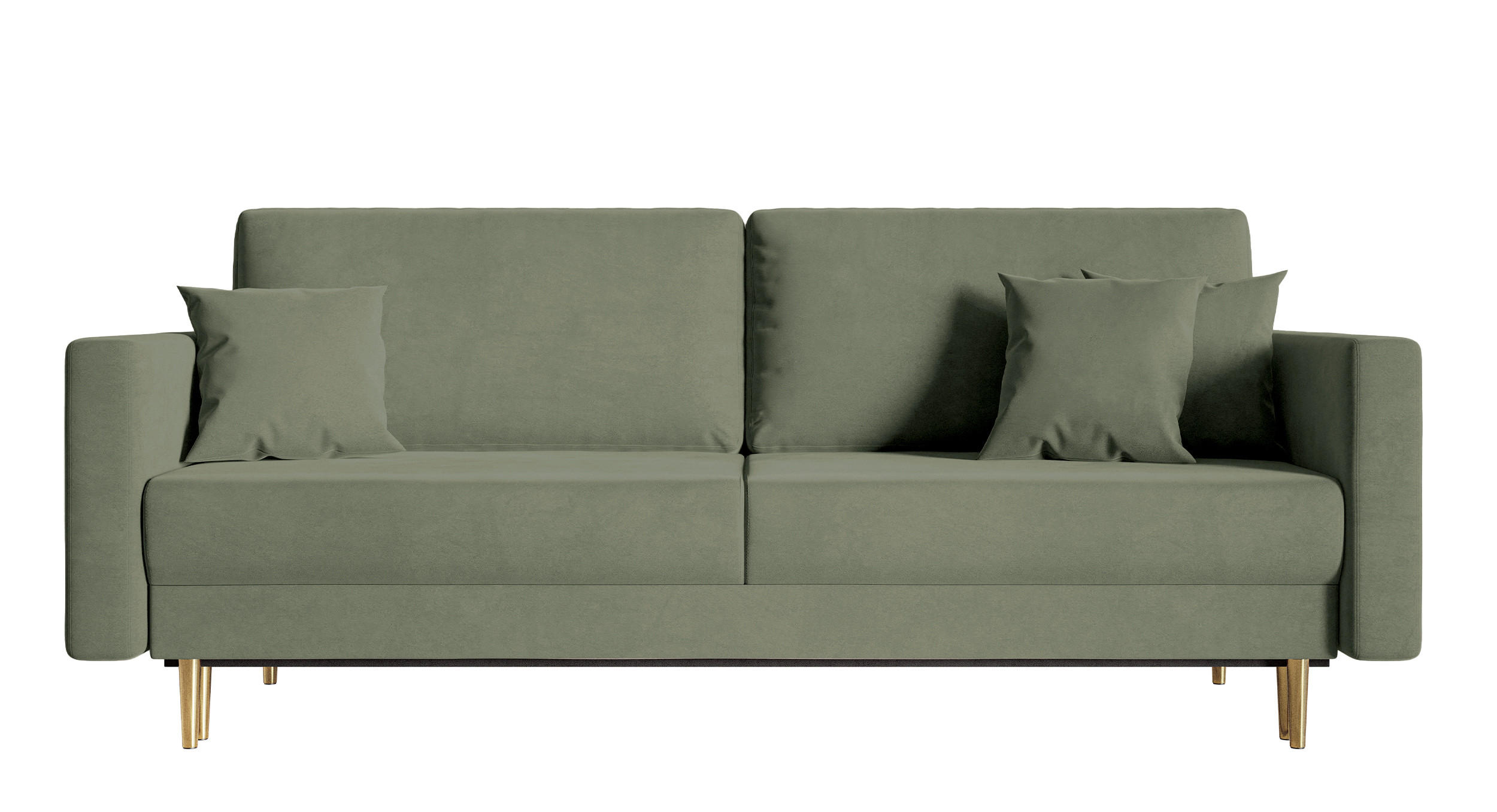 SCHLAFSOFA Valico Salbeigrün hydrophober Samt - Salbeigrün/Goldfarben, Textil/Metall (230/90/97cm) - Selsey