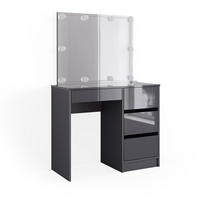 SCHMINKTISCH Sherry Anthrazit 90 cm mit Spiegel & LED-Beleuchtung - Anthrazit, Holzwerkstoff (90/75/40cm) - Vicco