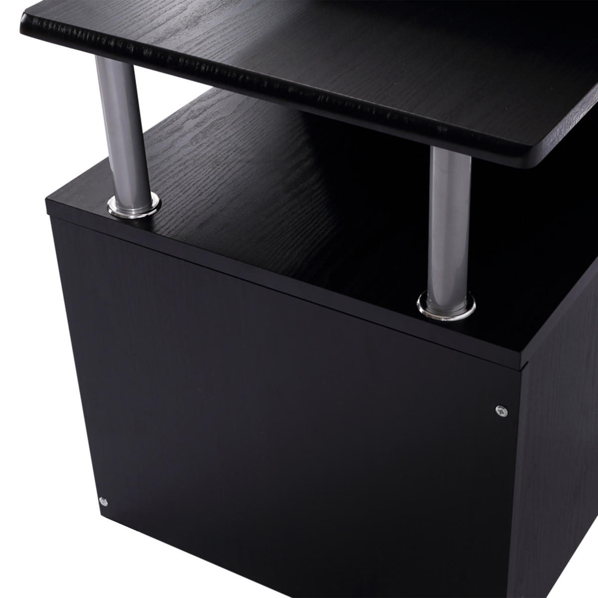 SCHREIBTISCH Schwarz mit Tastaturauszug und Stauraum 152/60/88 cm - Schwarz, Holzwerkstoff (60/152/88cm) - PANGIVO