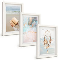 BILDER SET 3er Set - 20x30 cm Weißer Rahmen - Abstraktes Meeresbuch Boho - Weiß, Kunststoff (20/30cm) - TULUP