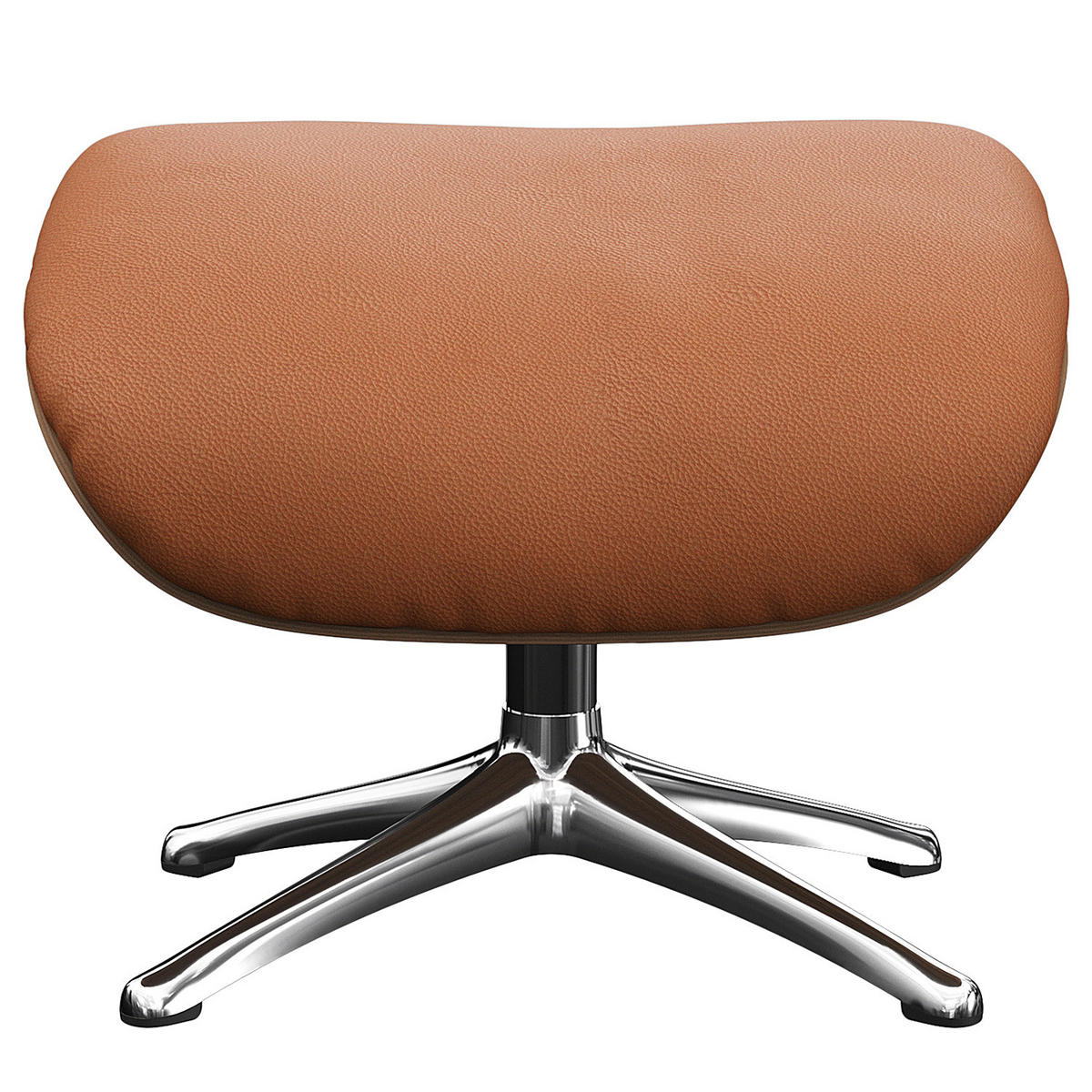 POLSTERHOCKER - Echtleder - Kastanienfarben/Chromfarben, Leder/Metall (49/39/44cm) - home24