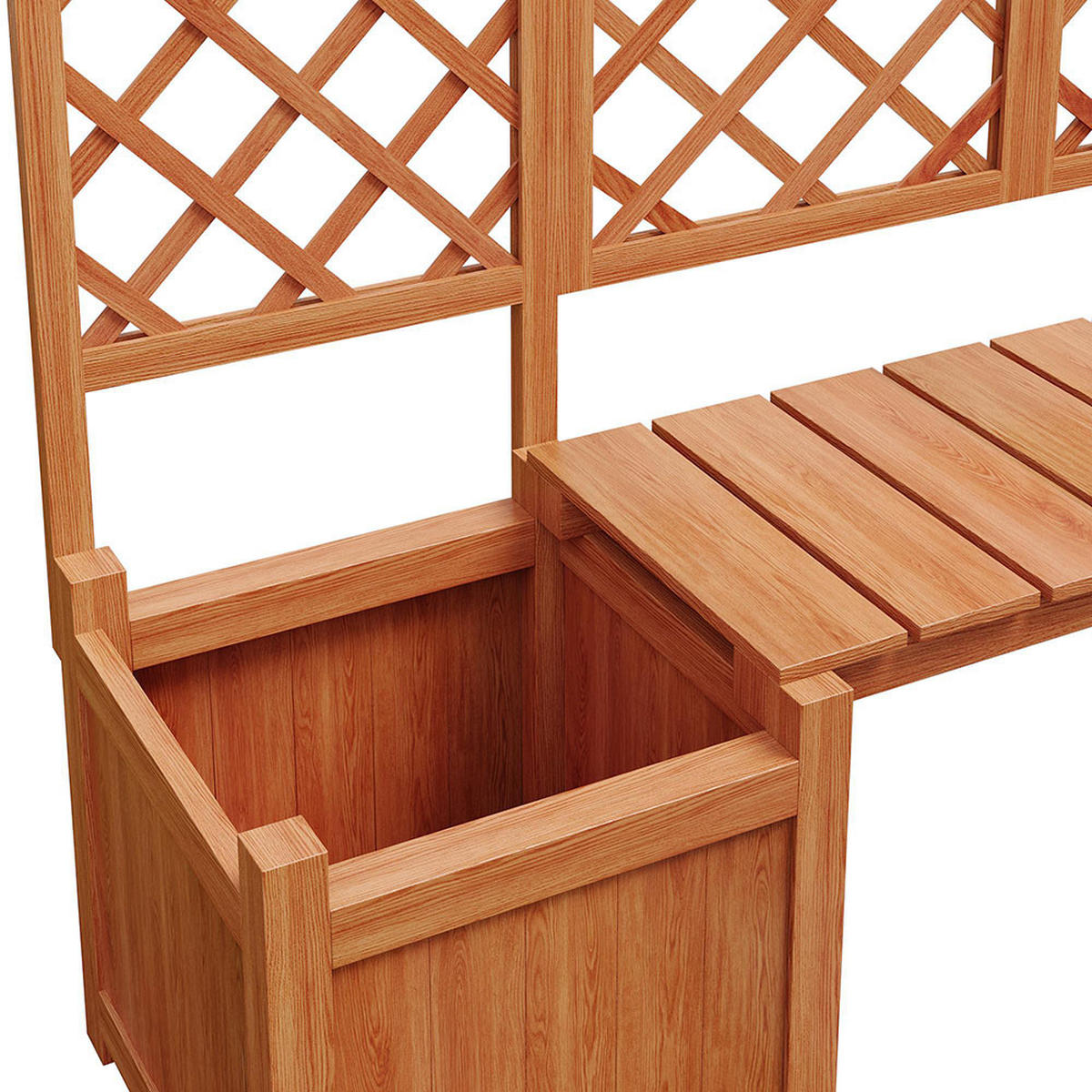 BLUMENKASTEN mit Spalier und Sitz für Garten Hof Terrasse，Braun - Braun, Holz (42/145/169cm) - KOMHTOM