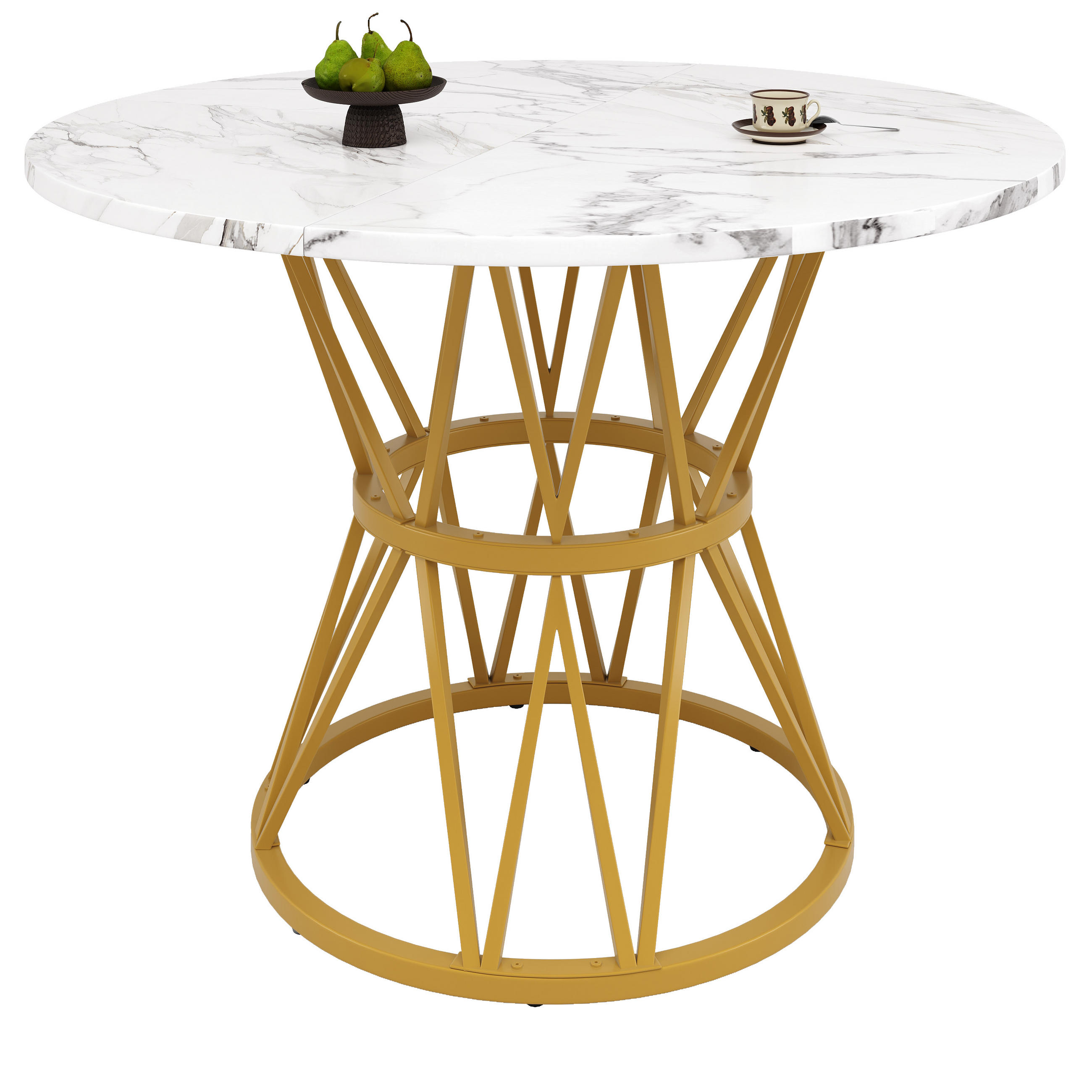 ESSTISCH 100/100/76 cm gold mit höhenverstellbaren Füßen aus MDF und Metall - Goldfarben, Holzwerkstoff (100/100/76cm) - OKWISH