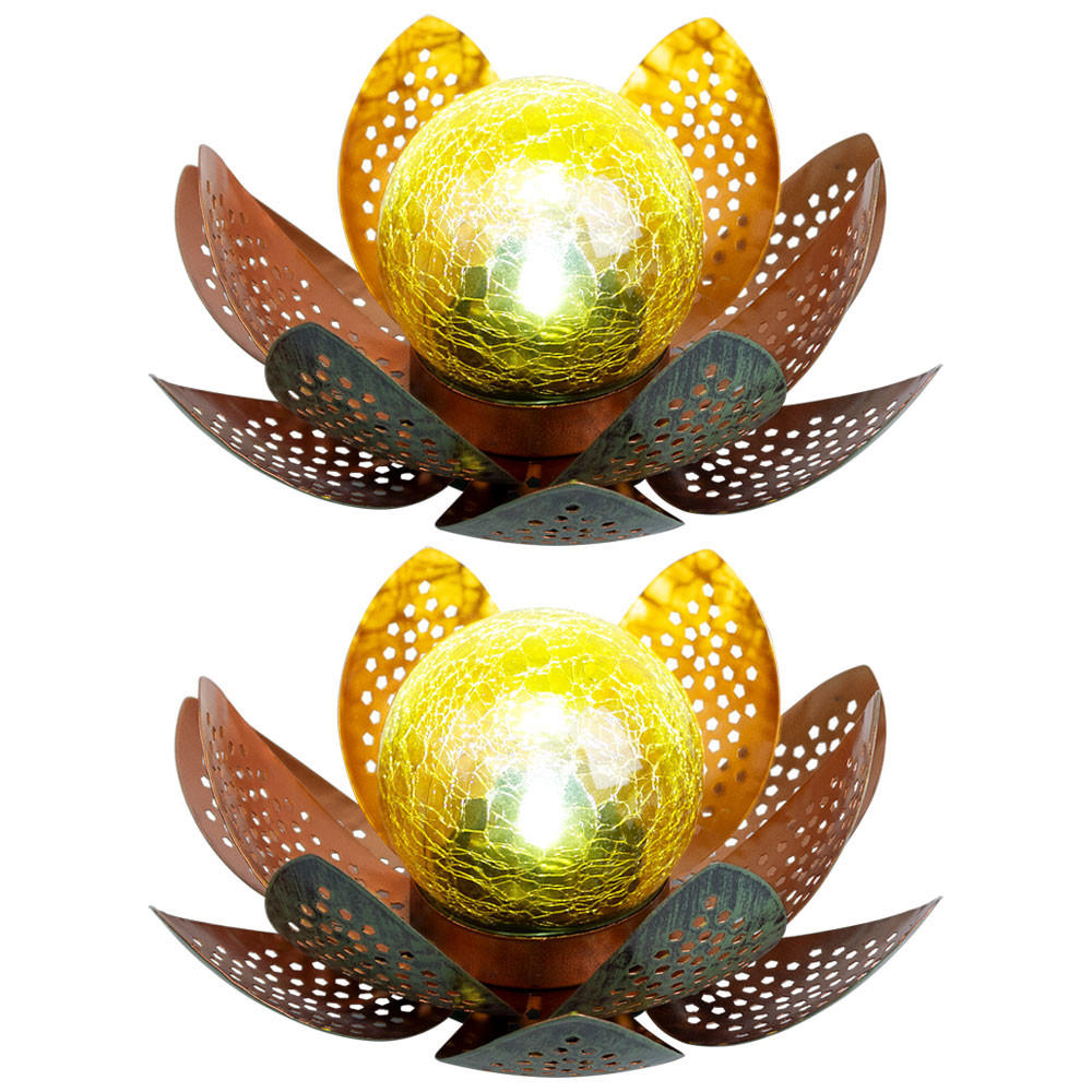 LED AUSSENLEUCHTE Lotusblume Gold - Goldfarben, Metall (22/22/13.5cm)