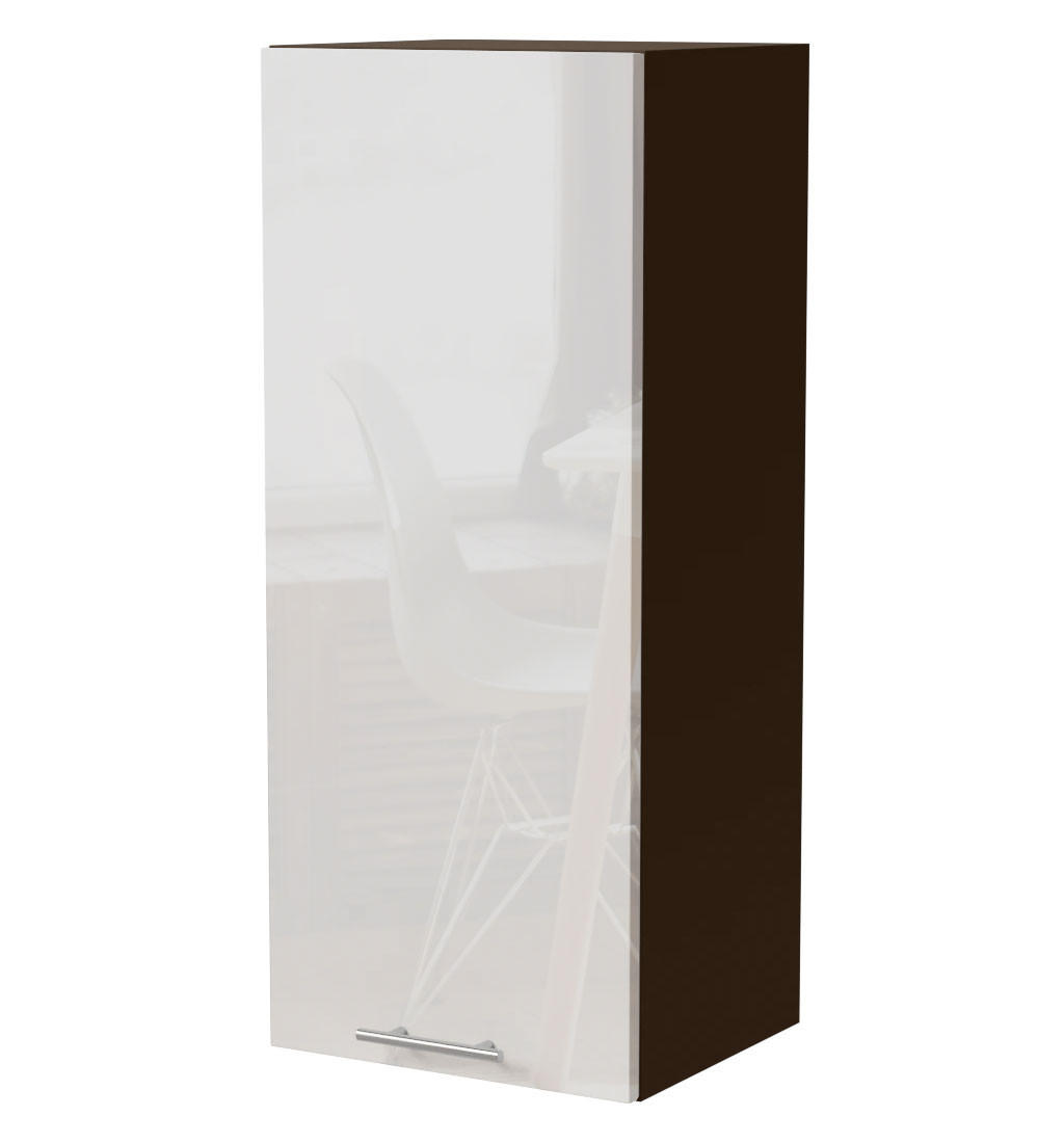 Feldmann-Wohnen Küchenhängeschrank Weiß Hochglanz, Dunkelgrau 40x96x32.5 cm
