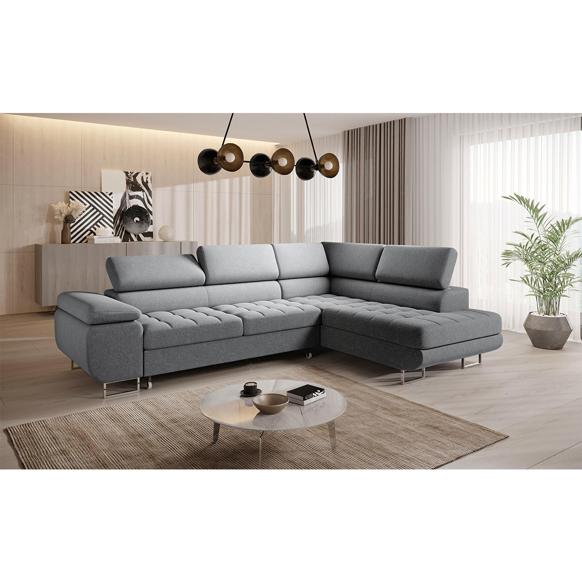 ECKSOFA Eden 4 Sitzplätze Anthrazitgrau - Grau, Holzwerkstoff (271/201cm) - Petits-meubles