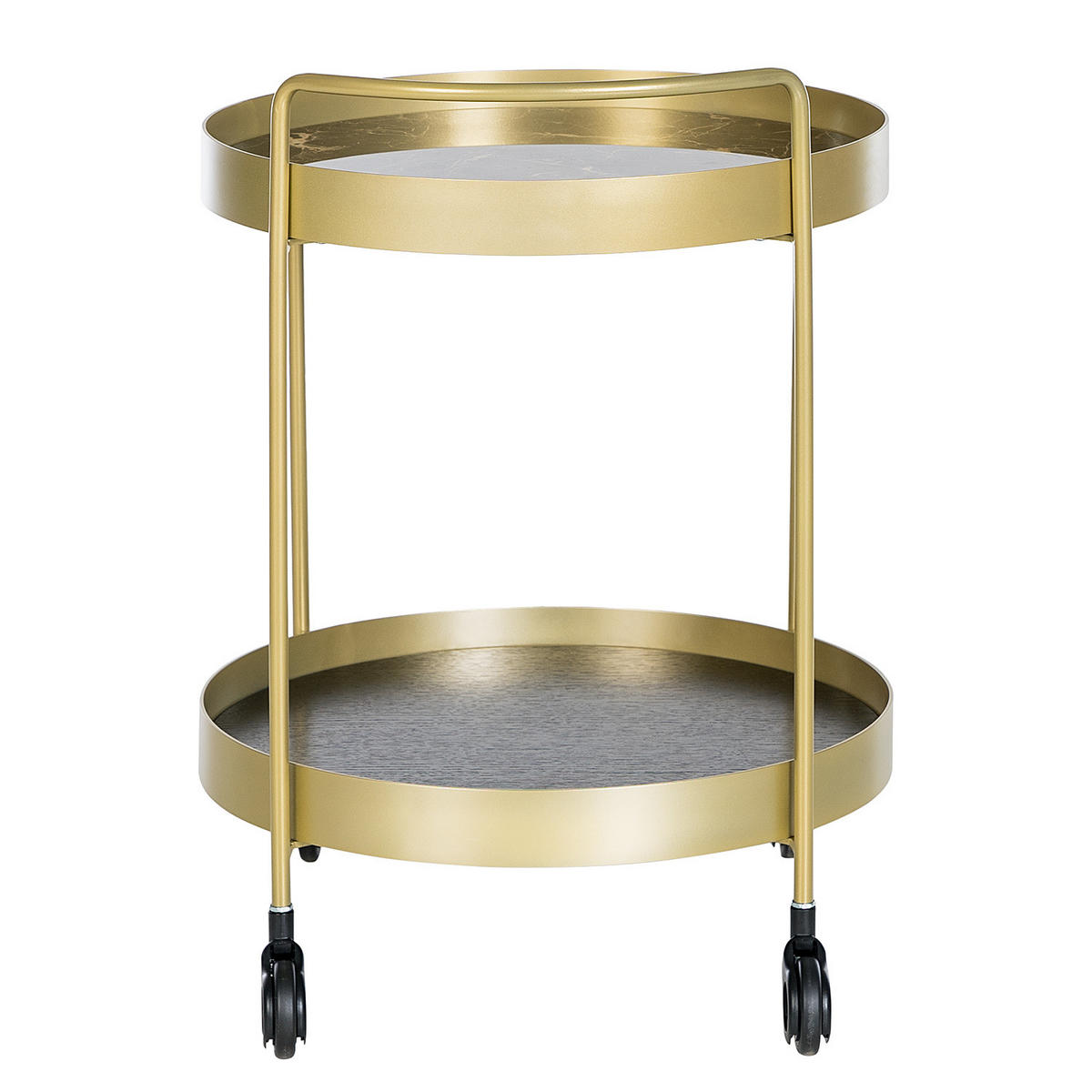SERVIERWAGEN - Keramik / Stahl - Marmor Braun Dekor / Gold - Eichefarben/Goldfarben, Keramik/Holzwerkstoff (46/63/47cm) - home24
