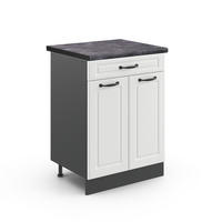 KÜCHENUNTERSCHRANK R-Line Weiß Landhaus 80 cm, AP Anthrazit - Anthrazit/Creme, Holzwerkstoff (60/81.6/60cm) - Vicco