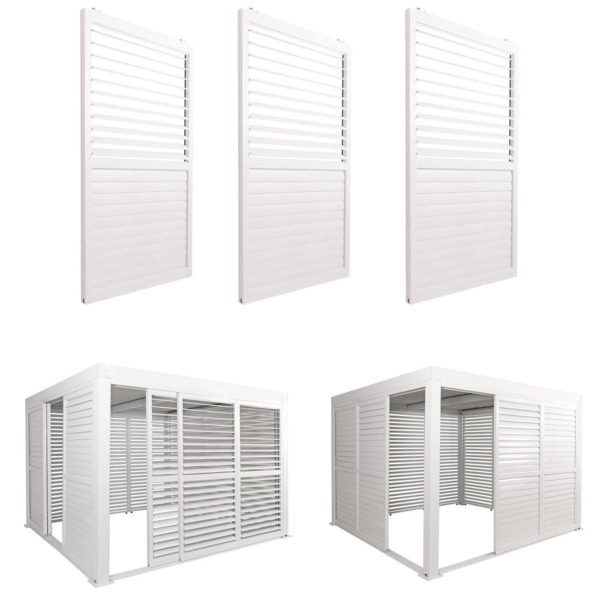 SCHIEBETÜR FÜR PERGOLA 3ER-SET Weiß 3er-Set-Set - Weiß, Metall (272/206/11cm) - MCW