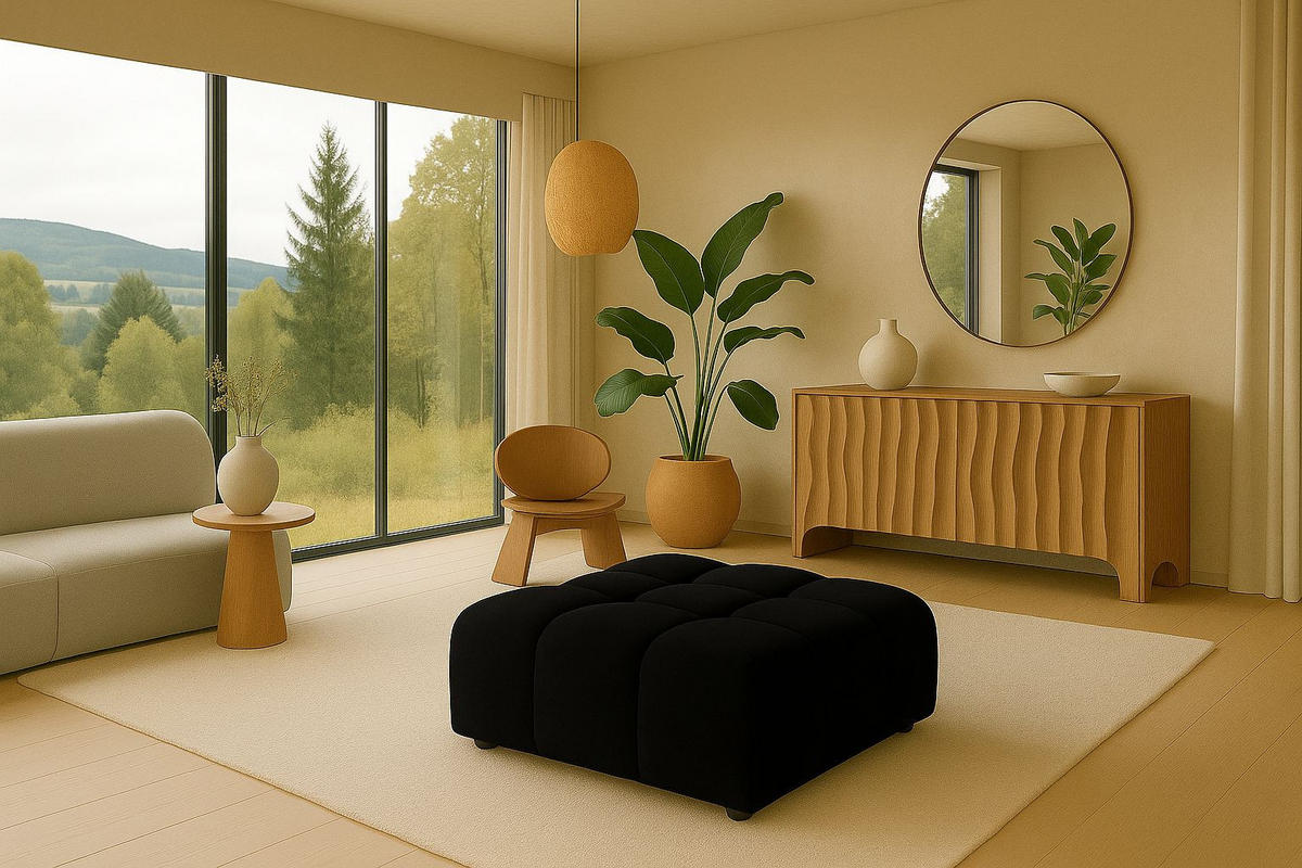 HOCKER, Modulhocker Bolla, stoff Bluvel, Schwarz - Schwarz, Holz (96/42/96cm) - Kaiser Möbel