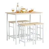 BARTISCH + 4 x BARHOCKER - Weiß, Holzwerkstoff (100/87/60cm) - SoBuy