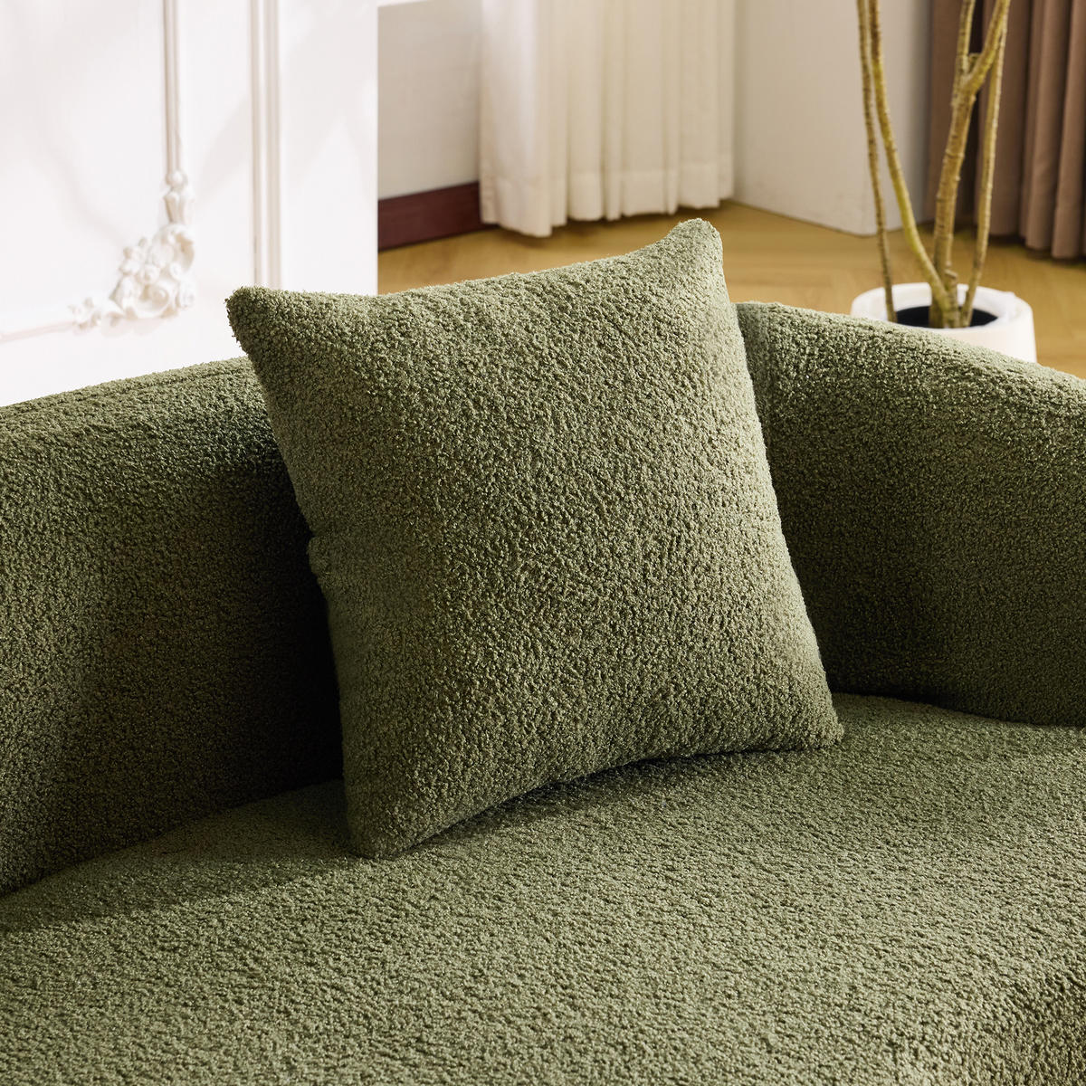 2-SITZER SOFA Polyester Grün mit 2 Kissen - Grün, Holzwerkstoff/Textil (170/70/89cm) - WISHDOR