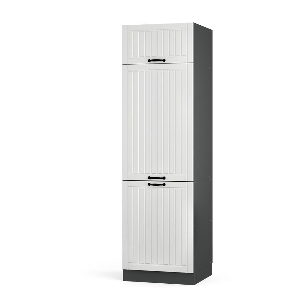 KÜCHENSCHRANK Fame-Line Weiß Landhaus 60 cm - Anthrazit/Weiß, Holzwerkstoff (60/206.8/58.1cm) - Vicco
