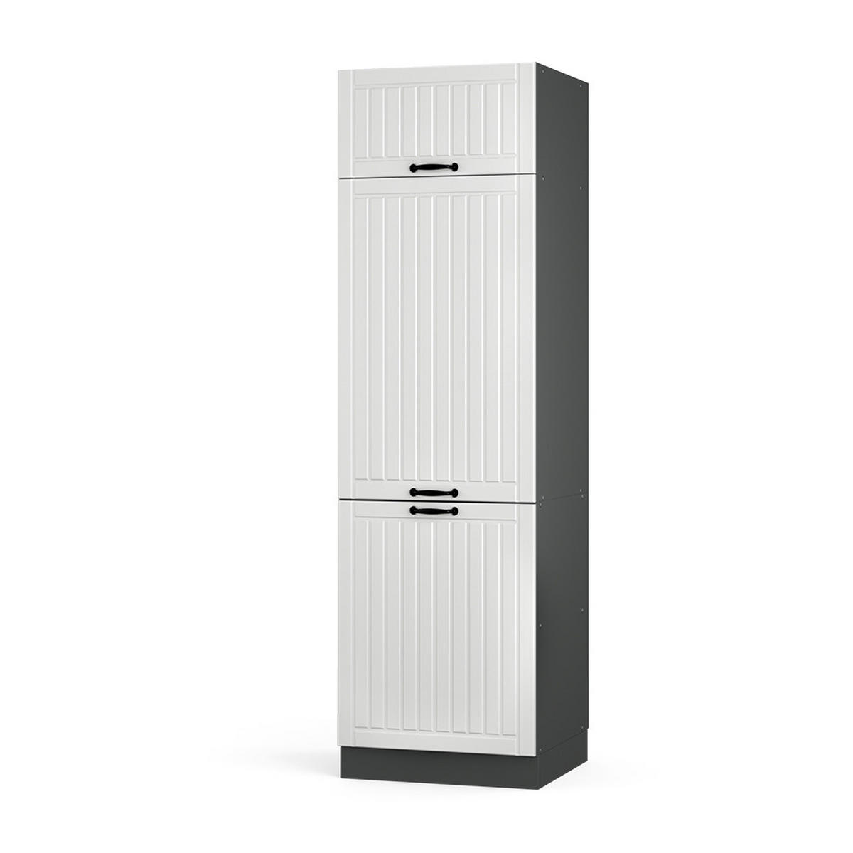 KÜCHENSCHRANK Fame-Line Weiß Landhaus 60 cm - Anthrazit/Weiß, Holzwerkstoff (60/206.8/58.1cm) - Vicco