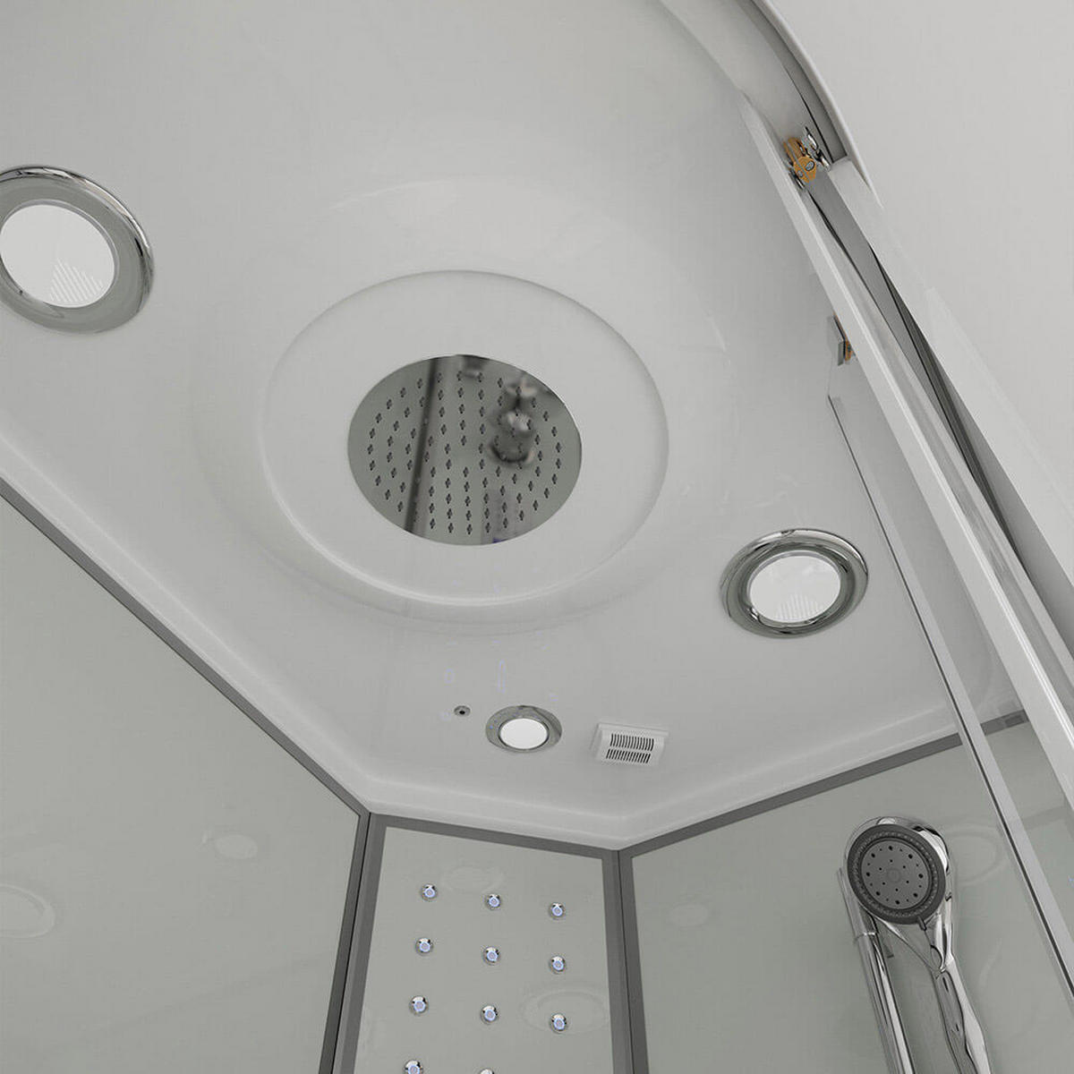 DAMPFDUSCHE WHITE PEARL - Weiß, 120 x 80 cm Links - Weiß, Glas (80cm) - Home Deluxe