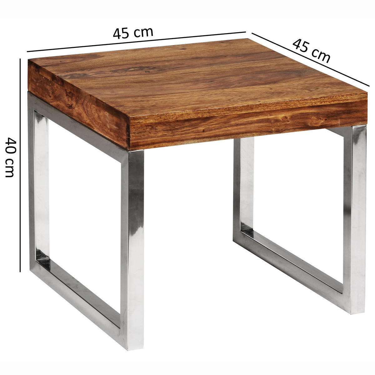 COUCHTISCH Massivholz Metallgestell Pflegeleicht, Braun 45x45x40 cm - Silberfarben/Braun, Holz/Metall (45/45/40cm) - KADIMA DESIGN