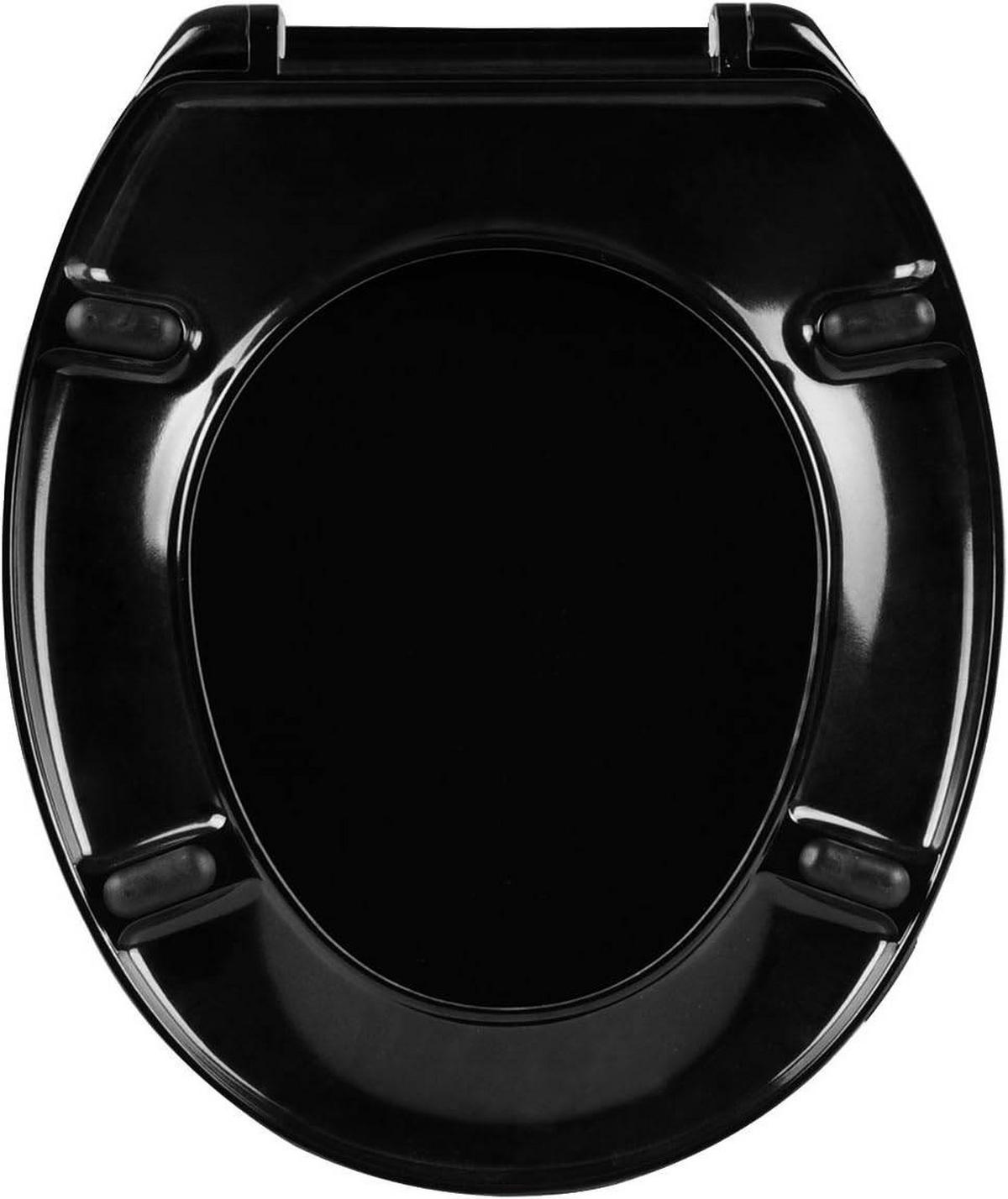 WC SITZ mit Absenkautomatik, Antibakteriell Oval, Duroplast - Schwarz, Kunststoff (37/2.51/45cm) - Woltu