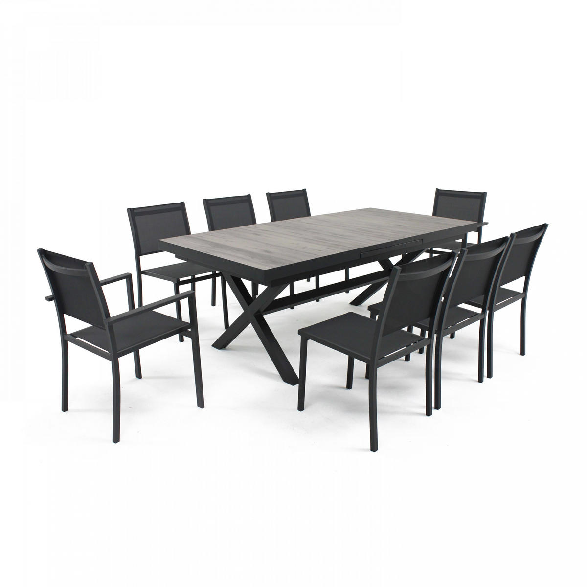 GARTENTISCH ., Braun/Grau - Grau, Metall (260/100/75cm) - Oviala