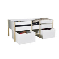 KINDERBETT ZEPHIR / SPIELBETT 90x190 cm + 2 Schubladen + Lattenrost / Weiß & Naturlack - Multicolor, Holz/Holzwerkstoff (90/190cm) - Weber Industries