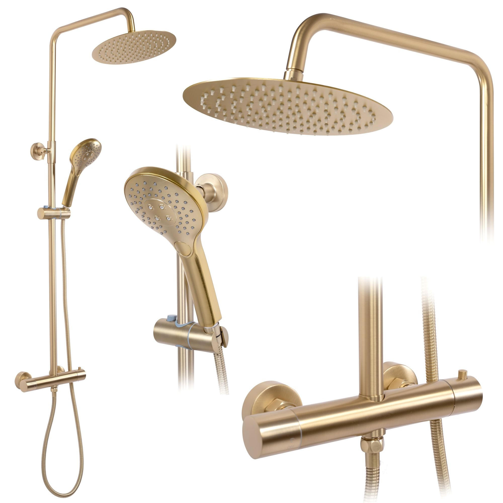 DUSCHGARNITUR Mit Thermostat Rea Vincent Gold Brush - Goldfarben, Metall (27/123.5/48cm) - REA
