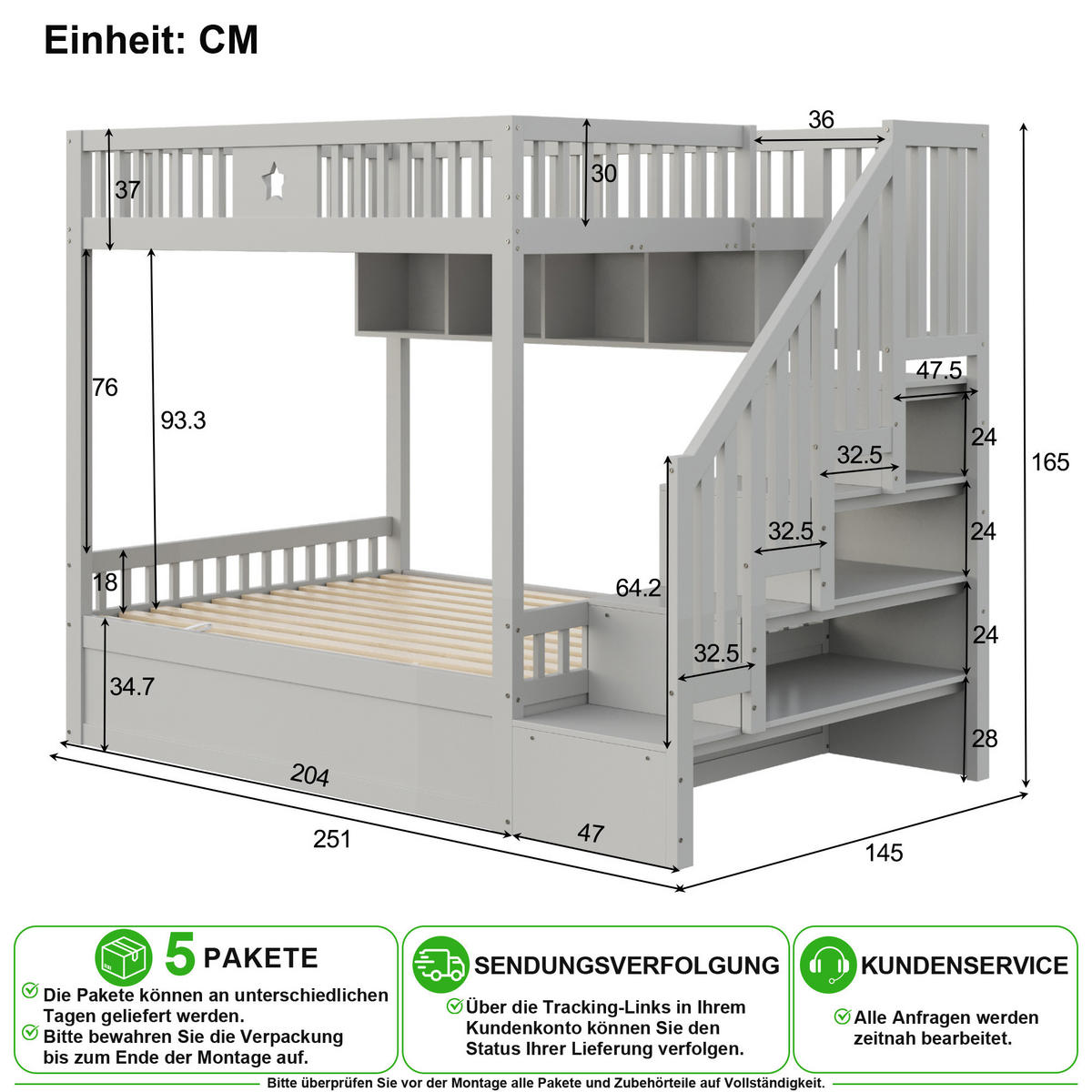 PATROVÁ POSTEL 140/200 cm v šedé barvě s hydraulickým úložným prostorem - šedá, dřevo/kompozitní dřevo (140/200cm) - CHICFURN