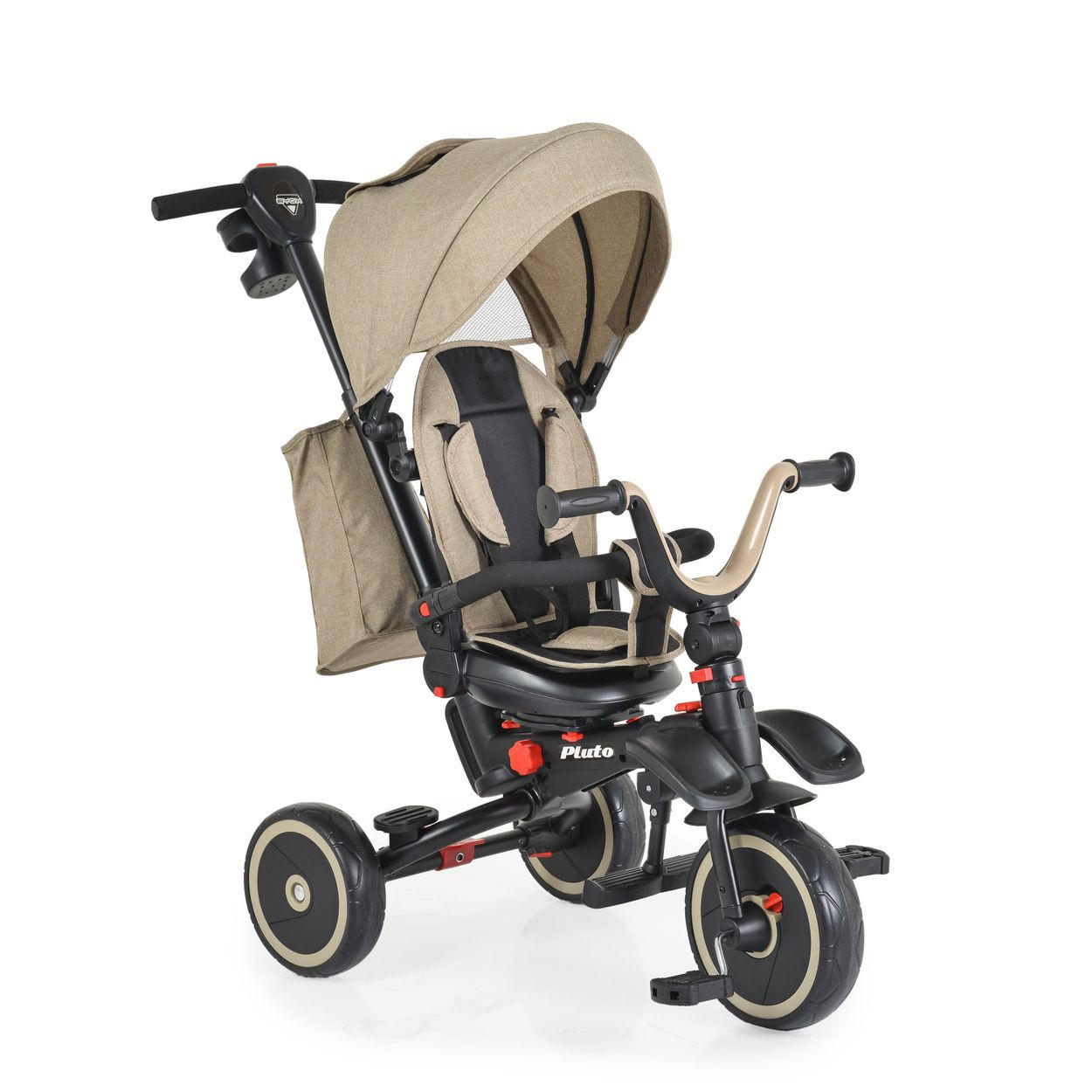 DREIRAD Pluto faltbar beige EVA-Reifen, Schiebestange, Sitz drehbar - Beige, Metall (95/52/69cm)
