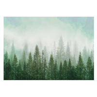 FOTOTAPETE 208x146 cm - Wolf im Wald - Grün, Textil (208/146cm) - Wallfluent
