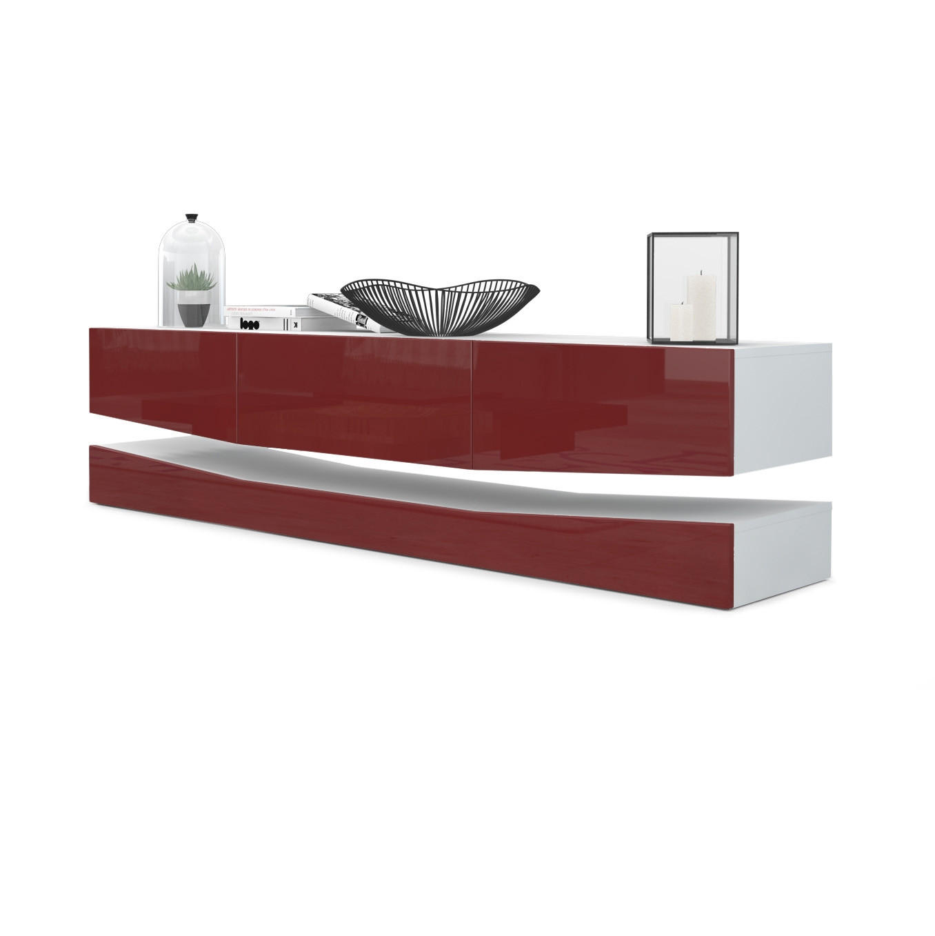 LOWBOARD City Fronten in Bordeaux Hochglanz - Bordeaux, Holzwerkstoff (178/48/39cm) - Vladon