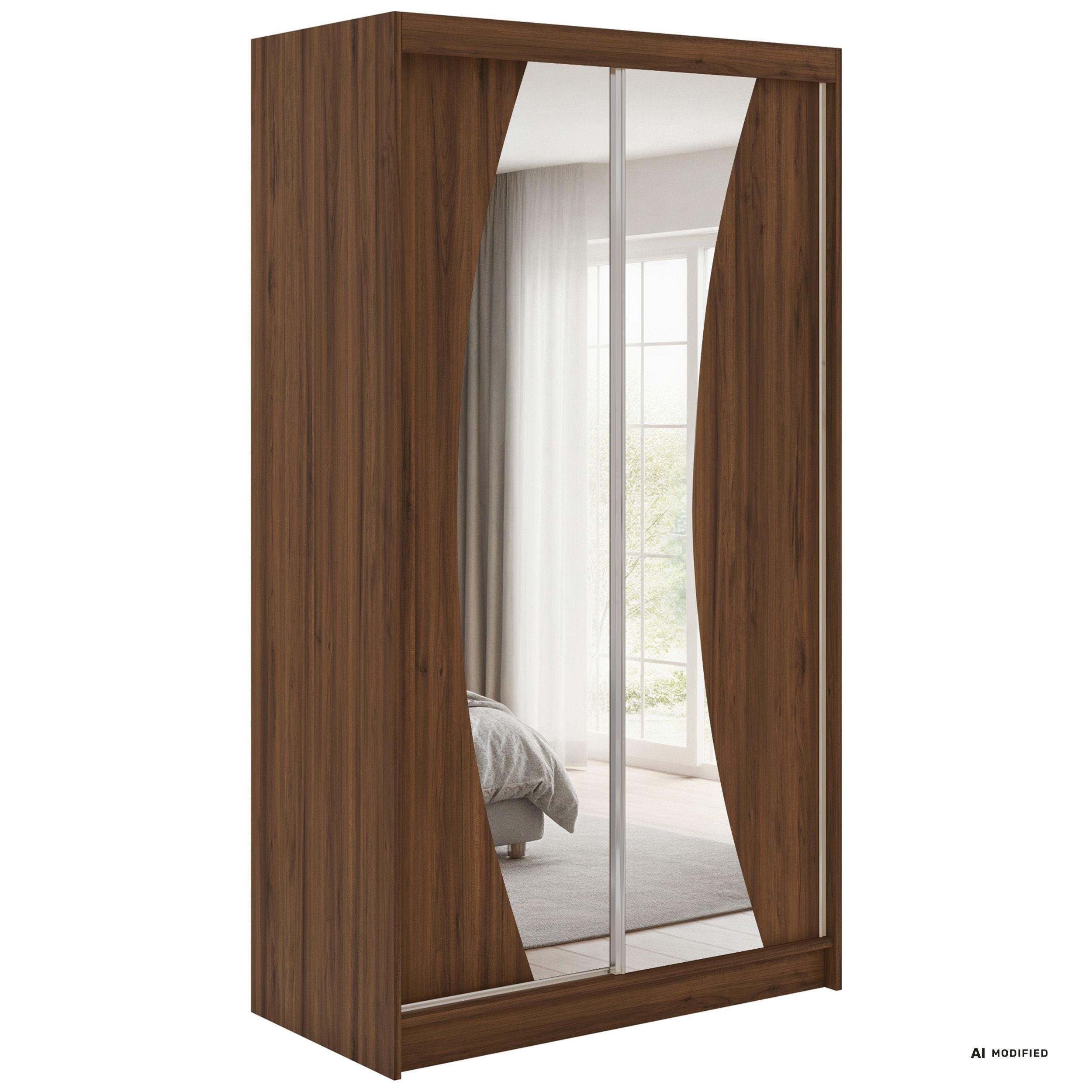 MKS Schwebetürenschrank Walnuss 120x216x61 cm
