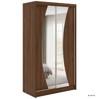 SCHWEBETÜRENSCHRANK mit Schubladen 120 - VERONA - Warmia Walnuss mit Spiegel - Walnussfarben/Alufarben, Holzwerkstoff/Metall (120/216/61cm) - MKS