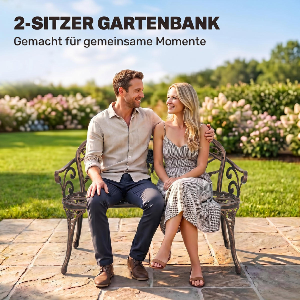GARTENBANK Gussaluminium Gusseisen Bronze - Bronzefarben, Metall (54/78/100cm) - Outsunny