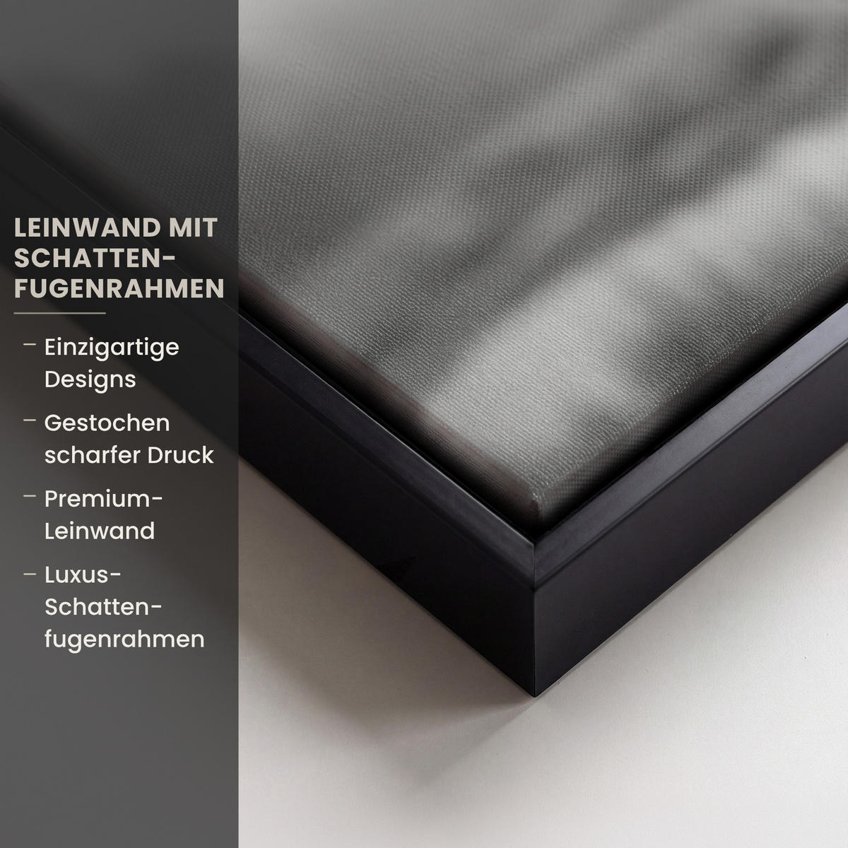 LEINWAND Bilder mit Rahmen - Schottischer Highlander - Nebel - Schwarz - Weiß - 100x70 - Grau, Textil (100/70cm) - MuchoWow